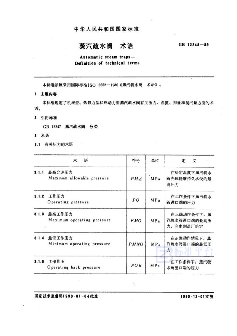 GB/T 12248-1989 蒸汽疏水阀  术语