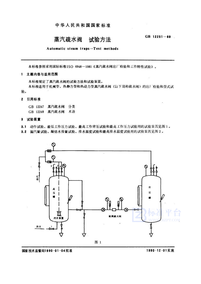 GB/T 12251-1989 蒸汽疏水阀  试验方法