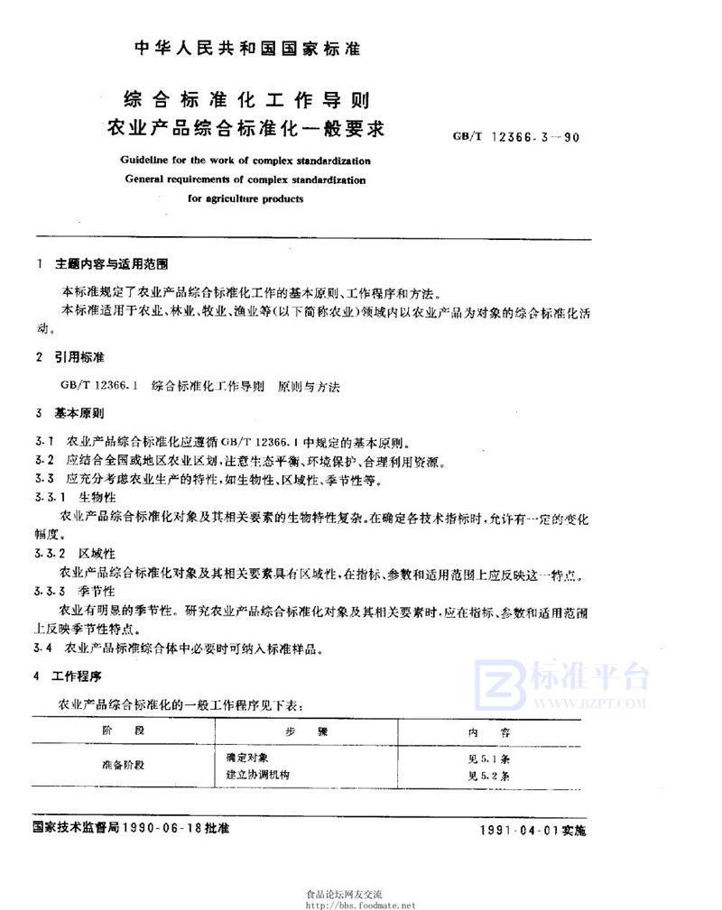 GB/T 12366.3-1990 综合标准化工作导则  农业产品综合标准化一般要求