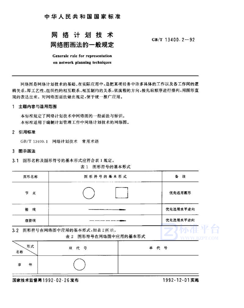 GB/T 13400.2-1992 网络计划技术  网络图画法的一般规定