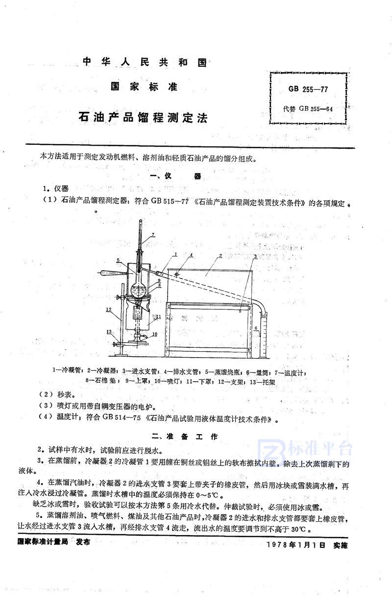 GB/T 255-1977 石油产品馏程测定法