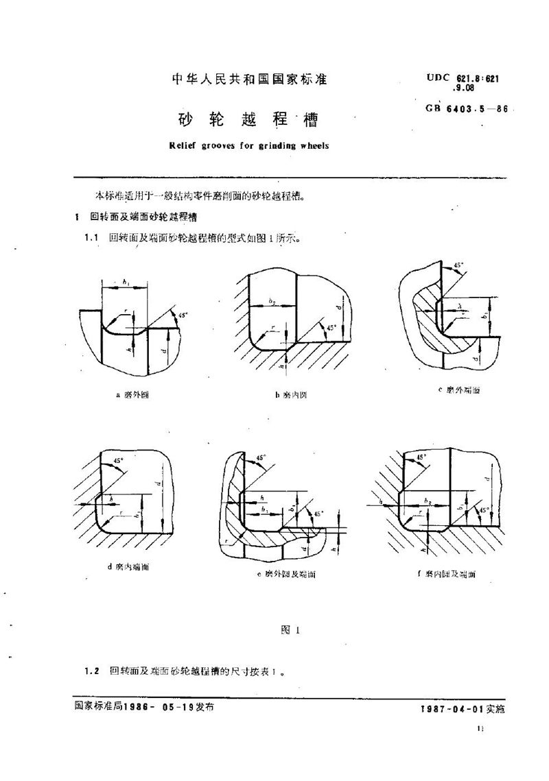 GB/T 6403.5-1986 砂轮越程槽