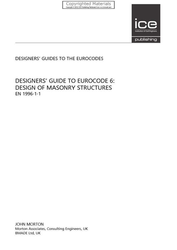 英文版 欧洲规范 6 砌体结构设计设计师指南 EN 1996-1-1