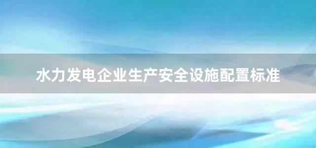 水力发电企业生产安全设施配置标准