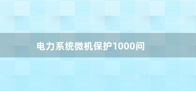 电力系统微机保护1000问